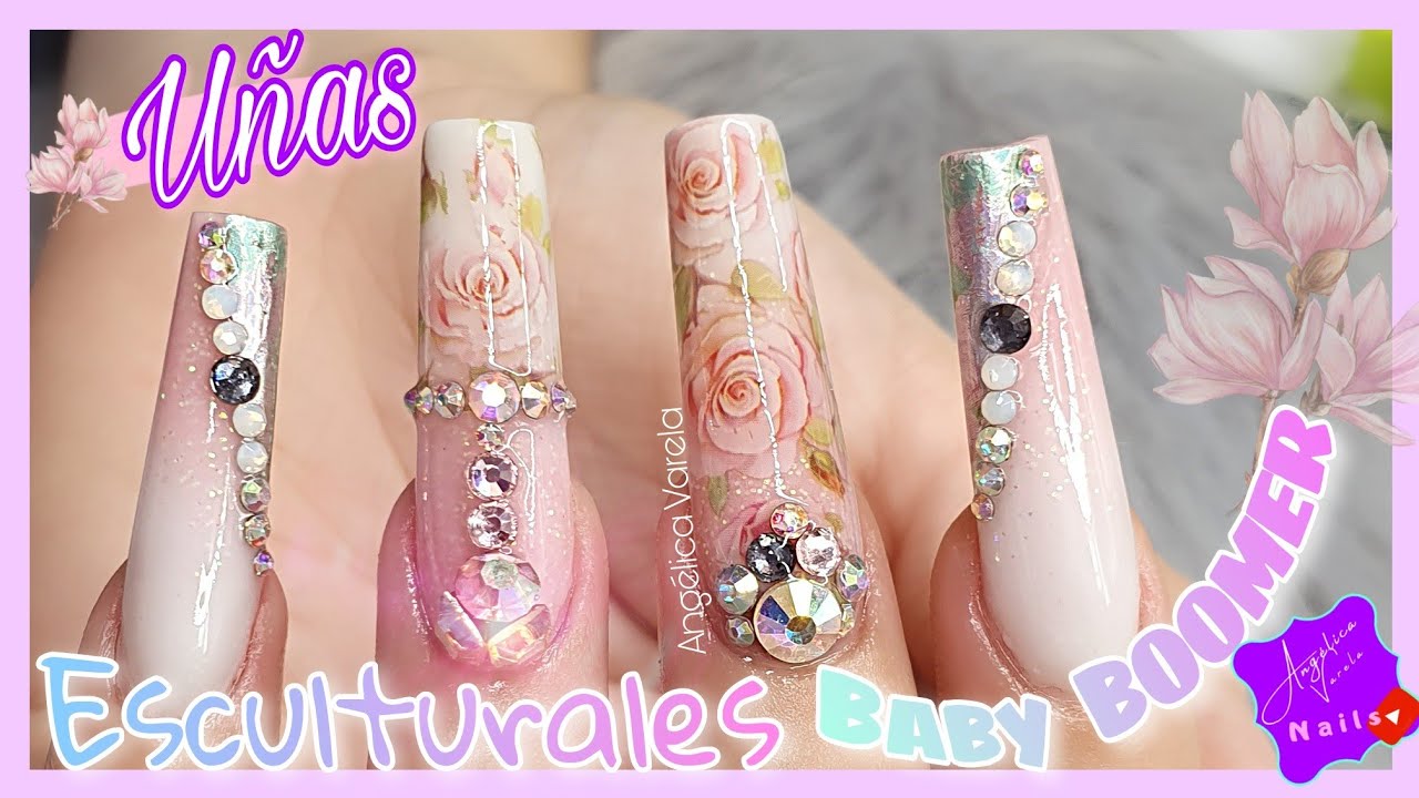 💕BABY BOOMER ESCULTURAL💕Decoración con FOIL de FLORES 🌸 PRINCIPIANTES en UÑAS  ACRILICAS 💅 - thptnganamst.edu.vn