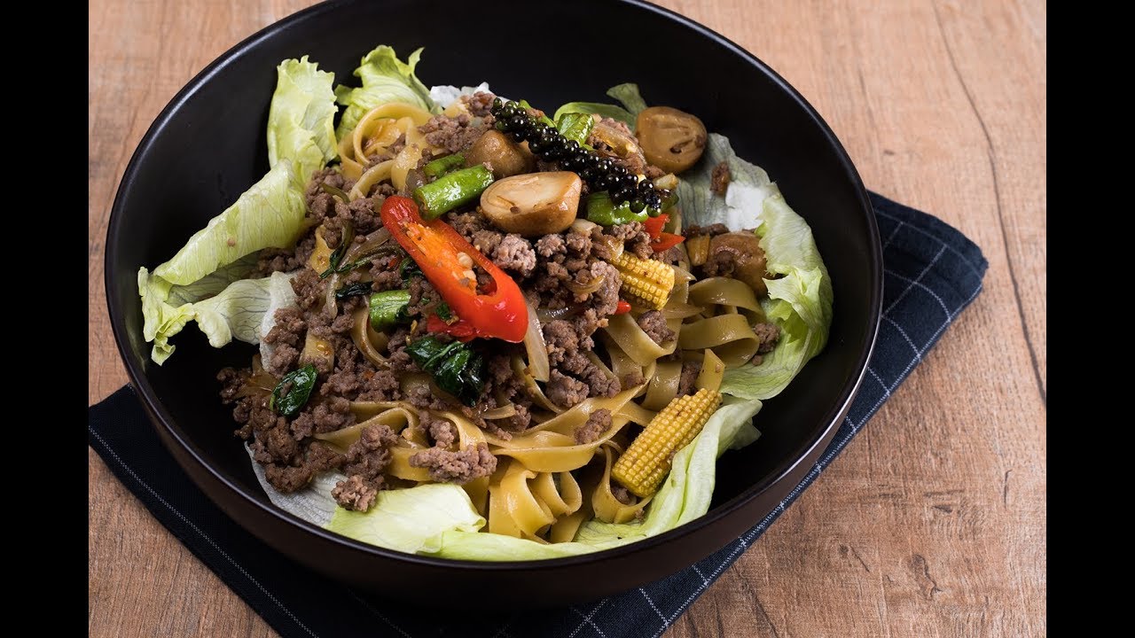 เมนูพาสต้าผัดขี้เมาเนื้อสับ Pasta Pad Kee Mao