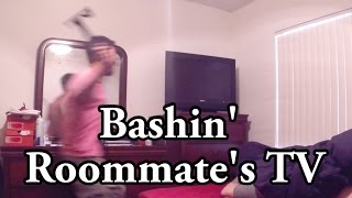 Bashing Roommate's TV - Funny Pranks on Friends