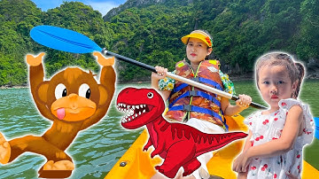 Changcady đi tàu ra biển gặp được các con vật: con khỉ, khủng long bay, cá mập, rùa đẻ trứng