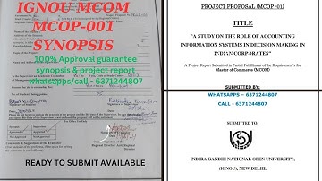 Mcom Project Topics IGNOU - Fast IGNOU MCOP-001 Synopsis & Report