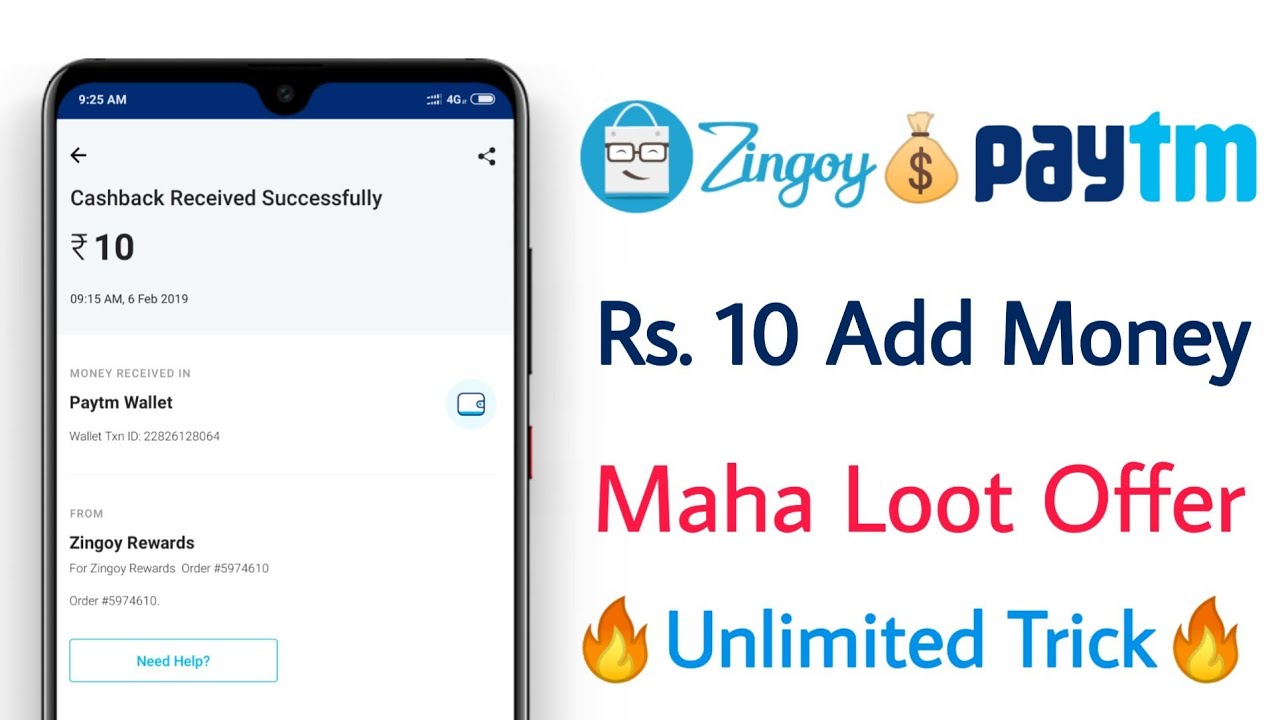 Zingoy+Paytm 100% Cashback Loot ! Add ₹10 Paytm Cash Free ! Unlimited Trick ! Paytm Add Money 2019 techo de cristal