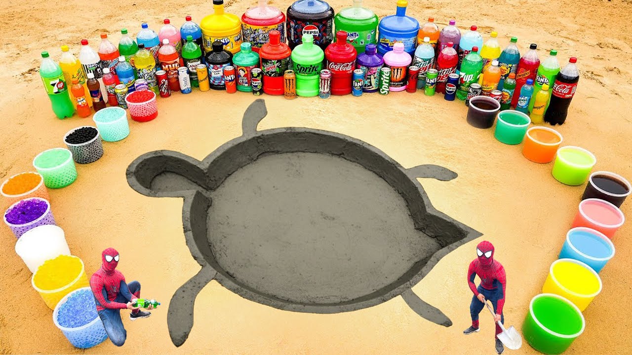Эксперимент: как сделать «Черепашью нору» с помощью цемента, шариков «Фанты», большой «Кока-колы»...