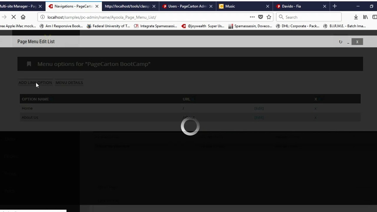 Adding Menu Option on PageCarton