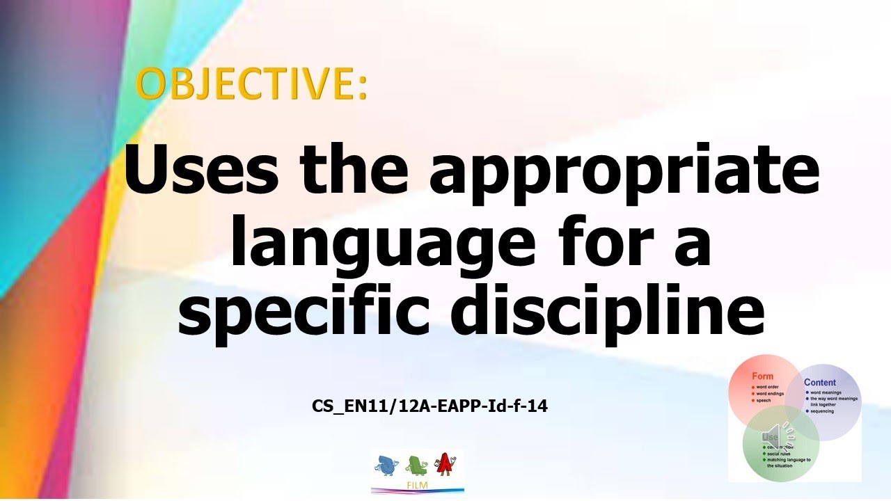 Uses the appropriate language for a specific discipline i eapp youtube