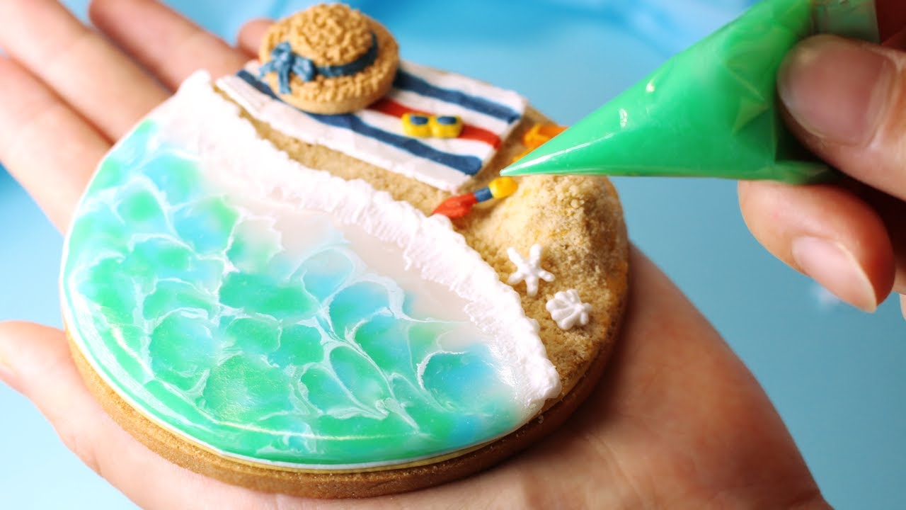 半透明なクリアアイシングの作り方｜海辺クッキー🏝【アイシングクッキー】How to make clear icing cookies