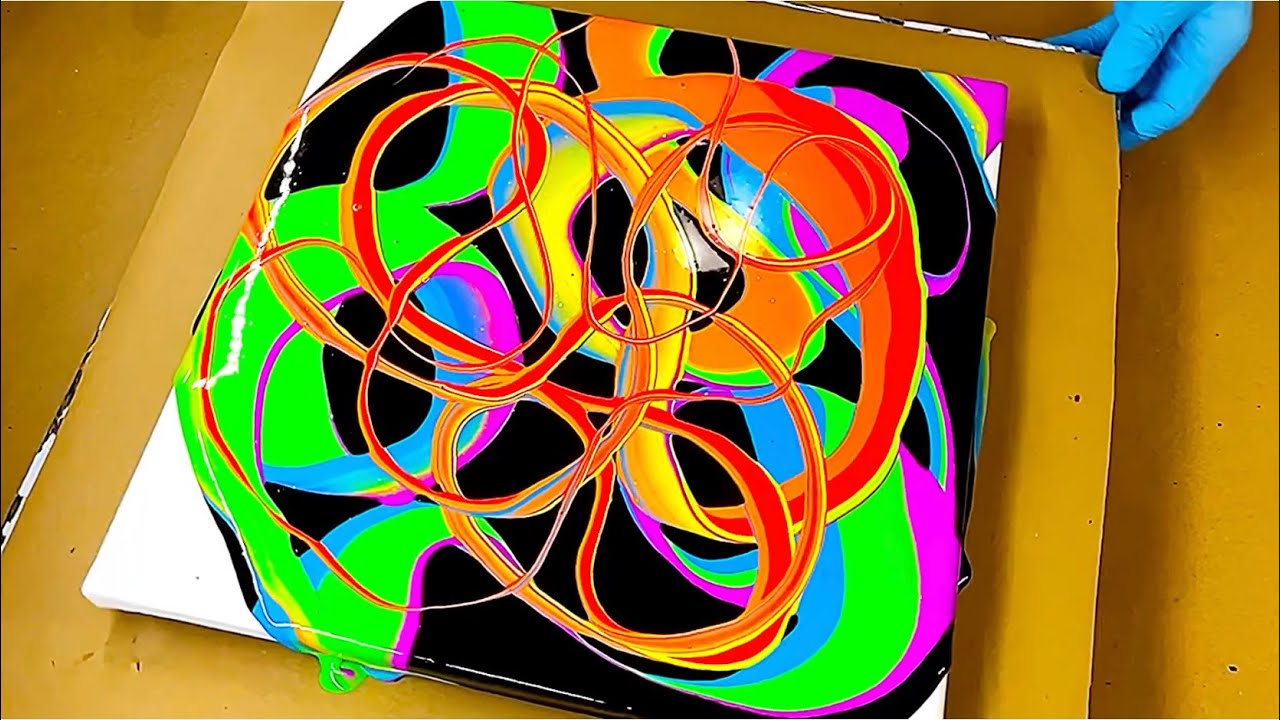 Mesmerizing Rainbow Ribbon Pour 🌈 Easy Acrylic Fluid Art Technique