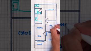Dibuja un apartamento en área de 6m x 12m fácil 🏠👷‍♂️