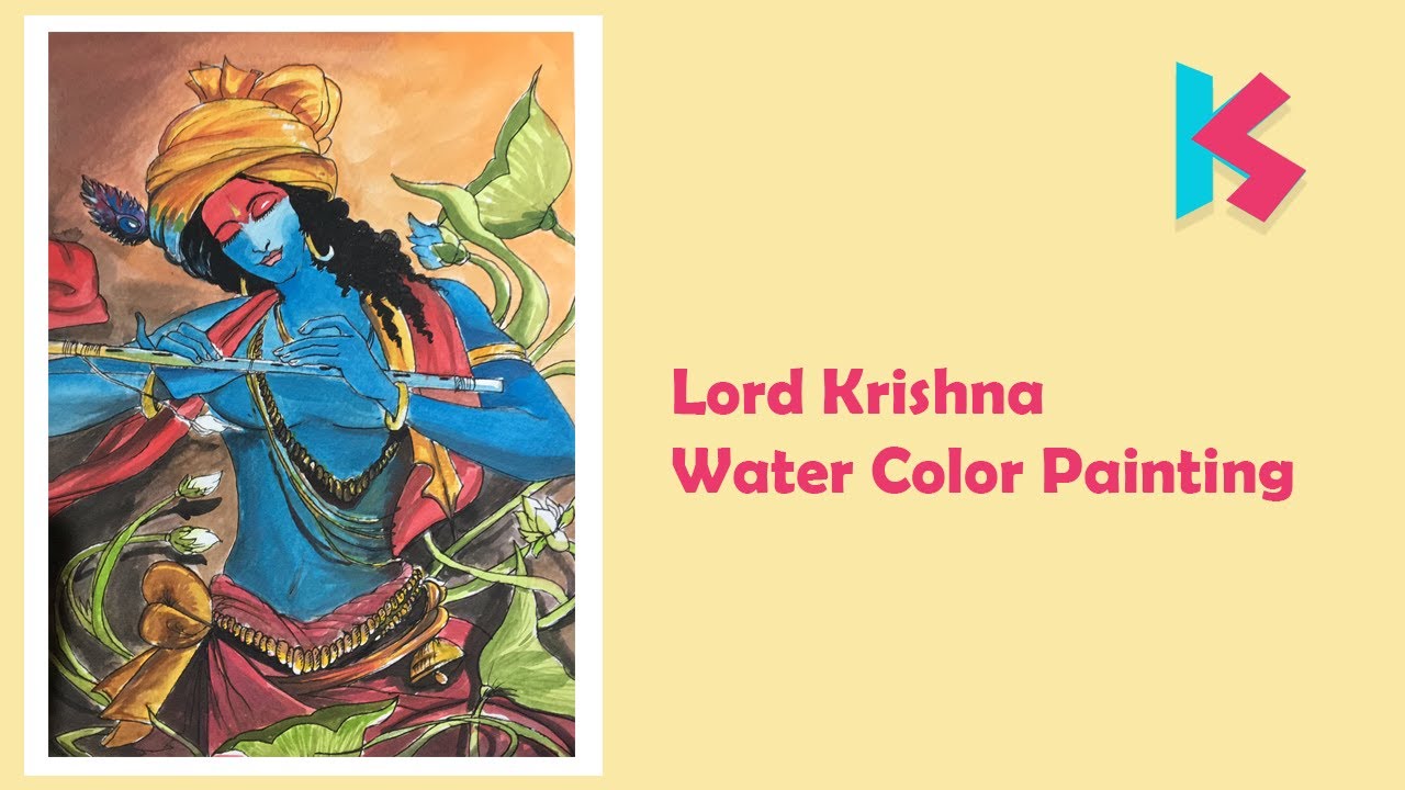 KesanStudio - Lord Krishna - Water color painting