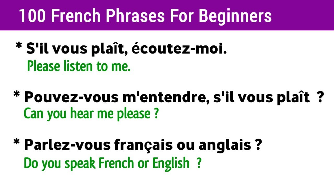 100 French Phrases For Beginners | Français Pour Débutants. - YouTube