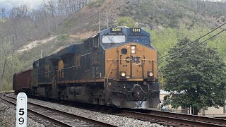 CSX 3241 leads an empty rock train including a short hornshow!
