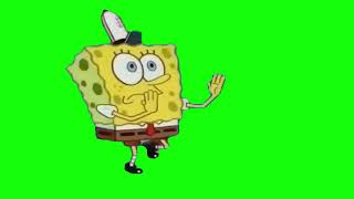 SPONGEBOB sneaking then karate chopping - Green Screen