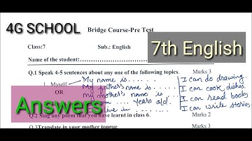 7th| English| Bridge course| Pretest| setu abhyas |urdu|