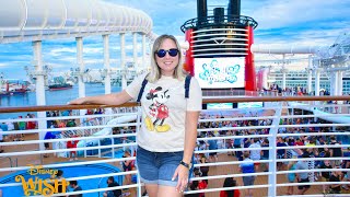 My First Time on the DISNEY WISH! Disney CRUISE Day 1 - Sail Away, Frozen Dinner, Star Wars Bar!