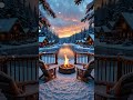 Calm Winter Sunset by the Frozen Lake ❄️🔥Cozy Campfire Ambiance