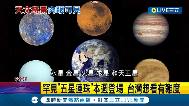 又有难得一见的天文奇景! 月亮下方罕见"五星连珠"本周登场 全球多地用肉眼即可观测到 天文馆: 台湾遇太阳西沉.观测难度高│记者 陈姵如│【国际大现场】20230329│三立新闻台 - 天天要闻
