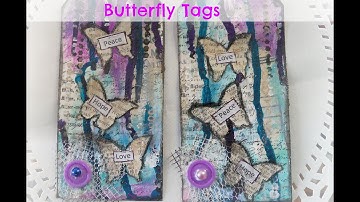 How to make mixed media tags-  butterfly