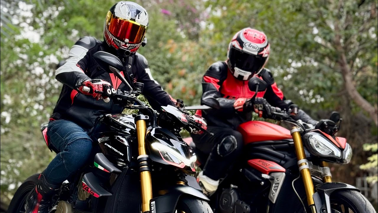 Speedtriple 1200 RS and Multistrada V4 Pikes Peak vs Streetfighter V4S - Together again