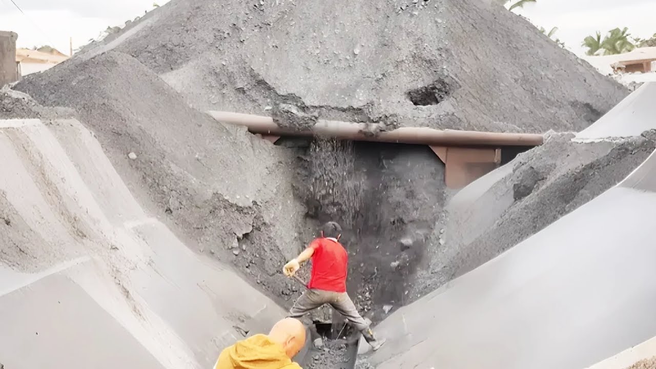 Real Shot Of The Whole Process Of Sand Ship Unloading Sand