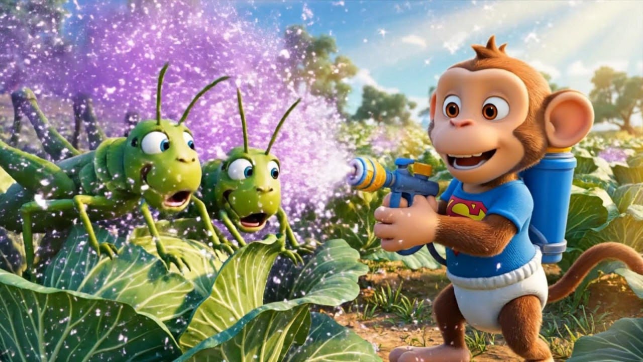 Baby Monkey Used A Water Gun To Stop A Crazy Bug Attack