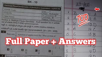 💯Ap 7th class mathematics Sa2 real full question paper 2024|7th CBA-3 Sa2 maths paper 2024 answers