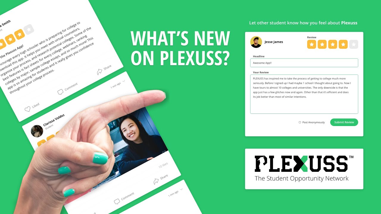 What's New on Plexuss - STUDENT REVIEWS