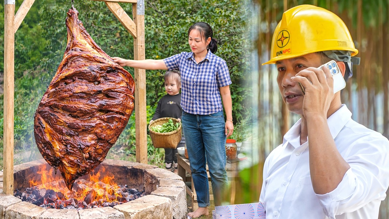 Family Time by the Fire: Grilling Giant Beef Leg & Enjoying Cozy Dinner with My Daughter