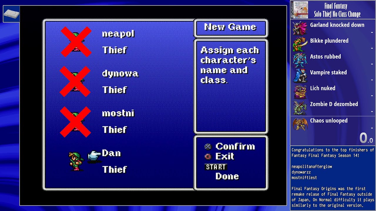 Final Fantasy PSX Challenge: Solo Thief No Class Change (Part 4/5)