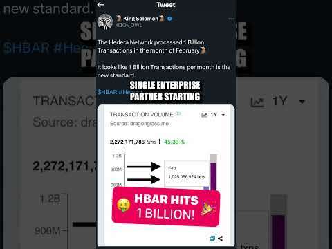 🎉 This is HUGE  Hedera HBAR Hits 1 Billion Transactions per Month! #shorts