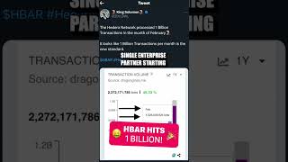 This Is Huge Hedera Hbar Hits 1 Billion Transactions Per Month
