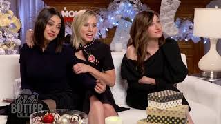 Mila Kunis gets a back rub from Kristen Bell during interview