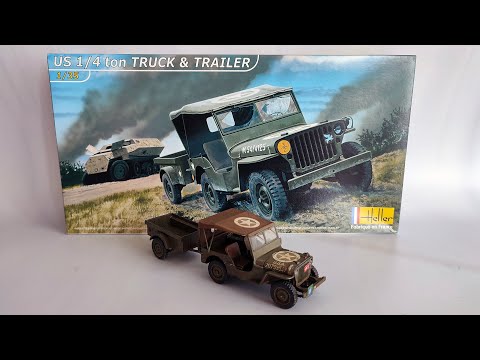 Maquette Plastique Heller 1/35 - Jeep Willys + Remorque - Seconde Guerre Mondiale - Neuve