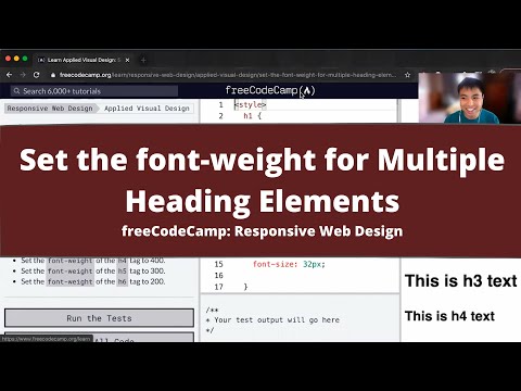 Set the font weight for Multiple Heading Elements (Applied Visual Design) freeCodeCamp tutorial