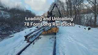 Hauling 78 Foot Sticks of Rail in the Snow