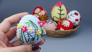 How To Embroider Flowers On Crochet Eggs For Easter | Step By Step DIY