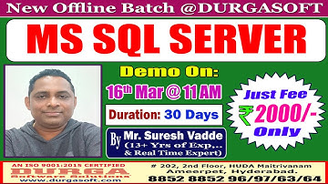 MS SQL SERVER Offline Training @ DURGASOFT