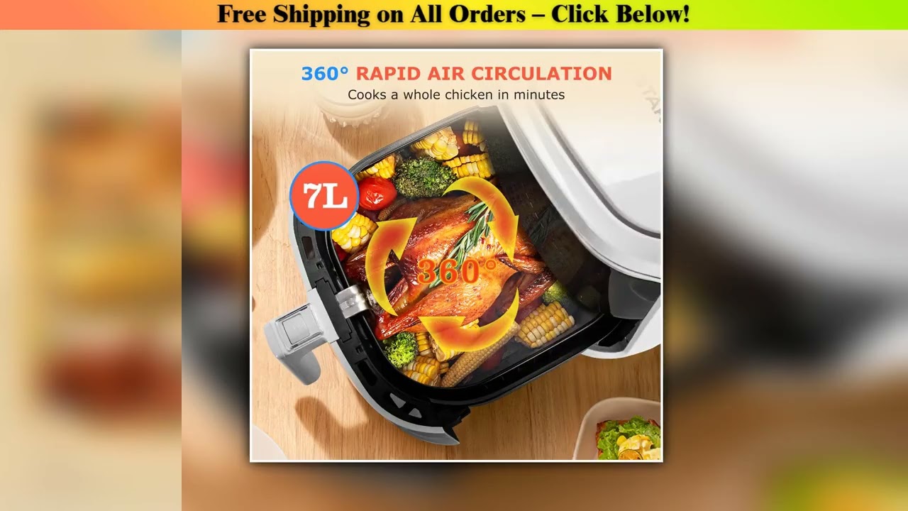7 L Air Fryer, Multifunction Air Oven, Led Touch Screen, 7 Modes, with Basket and Drawer, Recipe