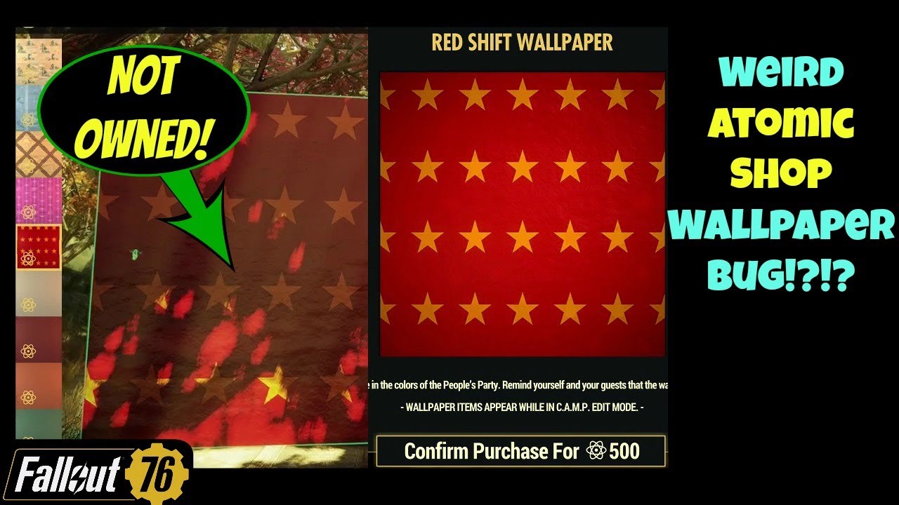 Fallout 76 Weird Atomic Shop Wallpaper Bug Youtube