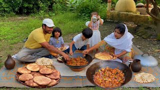 Cooking Traditional CHICKEN KARAHI and NAAN ROTI on Village MUD CHULHA Il