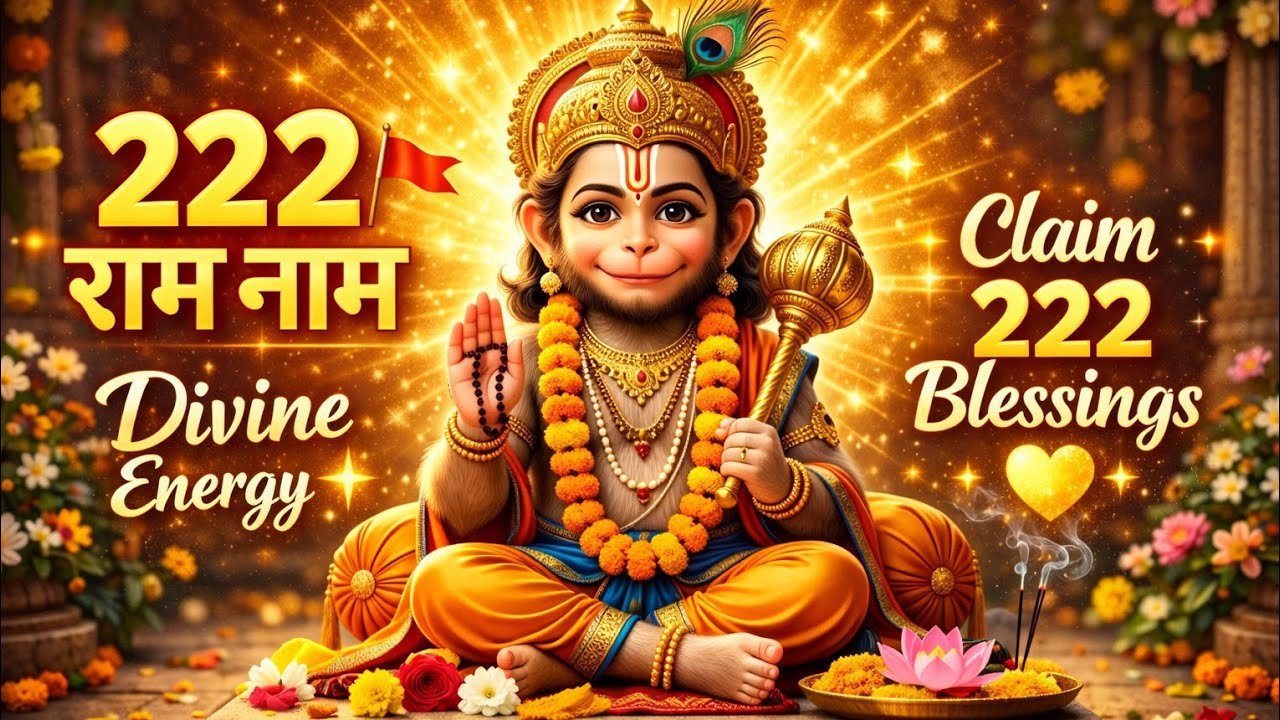🚩Ram Naam 222 Times | राम नाम धुन | Angel Number 222 Cute Hanuman Bhajan | Positive Vibes | 1111