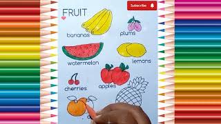 Very Colorfull Fruit Coloring Page for kids and Toddlers | Best Videos for kids | Colour Space /