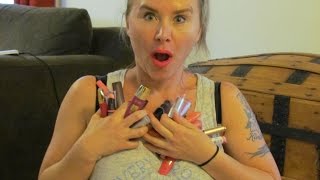 Lip product declutter & purge with swatches July 2016