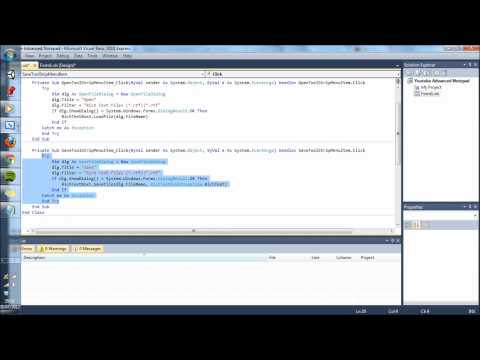 How to make an advanced notepad in visual basic - Part 2