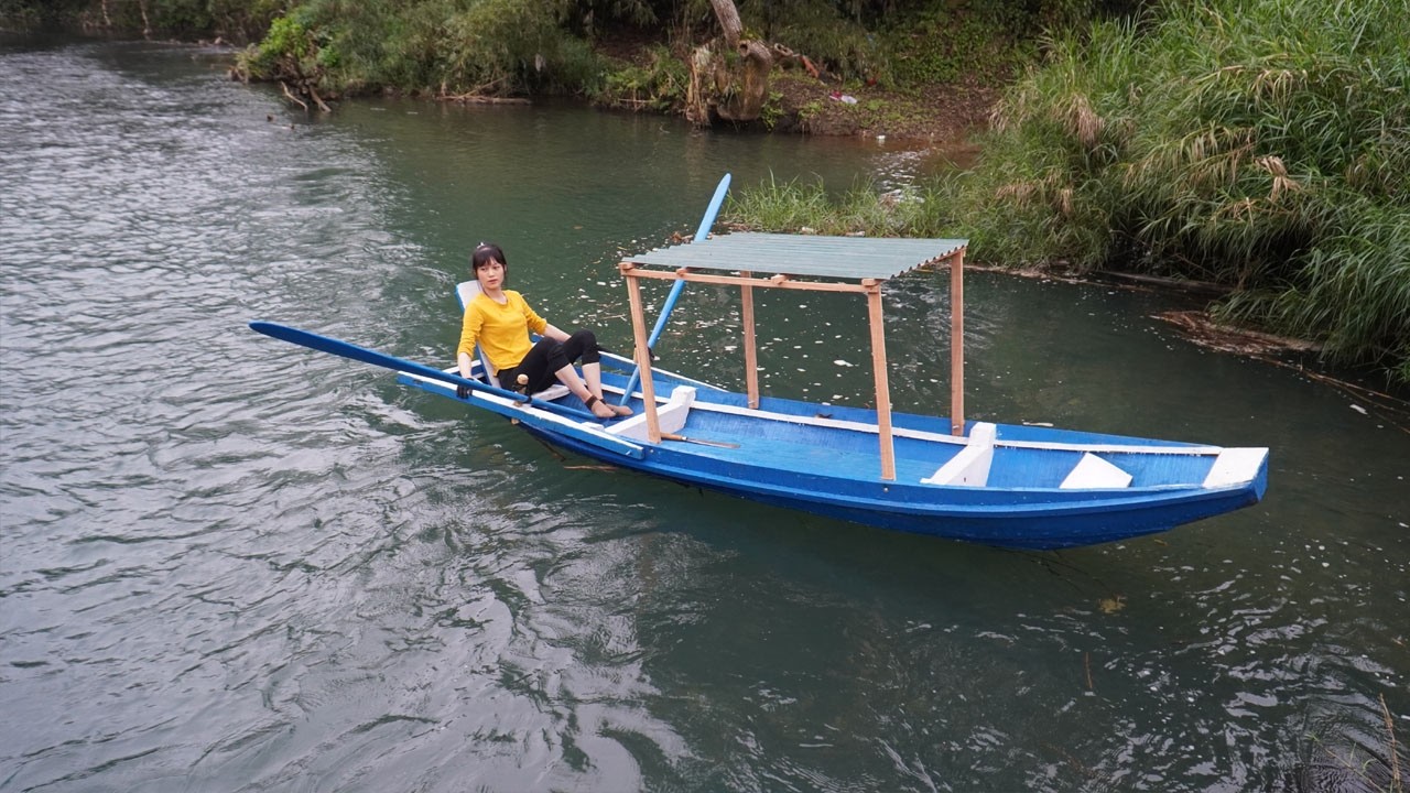 Easy way to make a wooden boat: Test operation in the stream and complete
