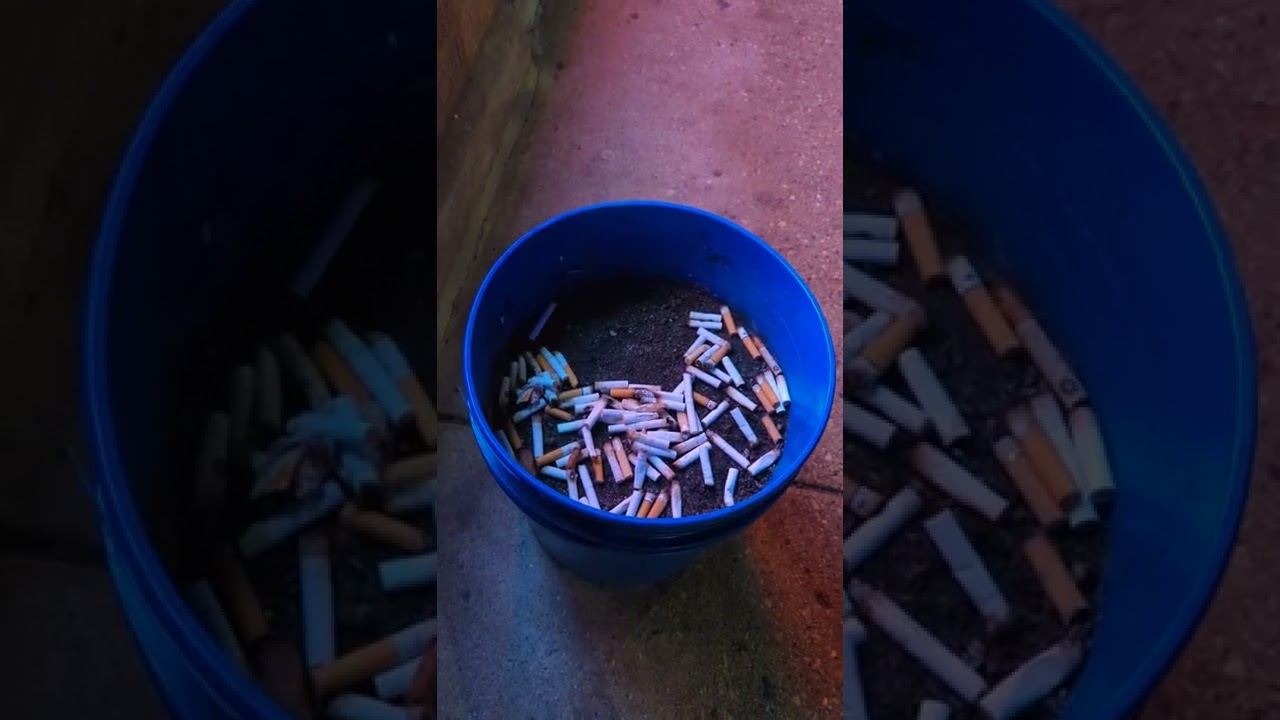 Bucket of cigarette butts