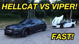 DODGE VIPER DESTROYS CHARGER HELLCAT! *ROLL RACE*