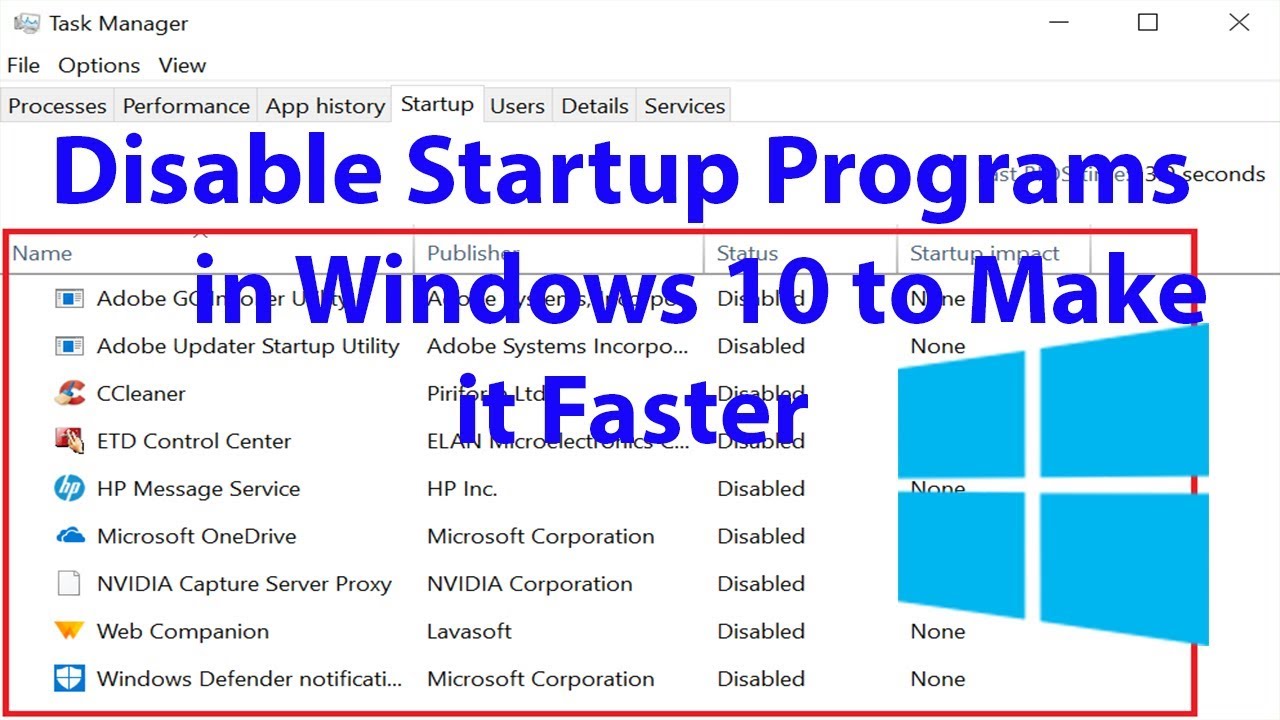 essential startup programs windows 10