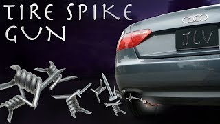 DIY $20 TIRE SPIKE GUN?!?!  INSANE Car Hack (007 SPY GADGET)