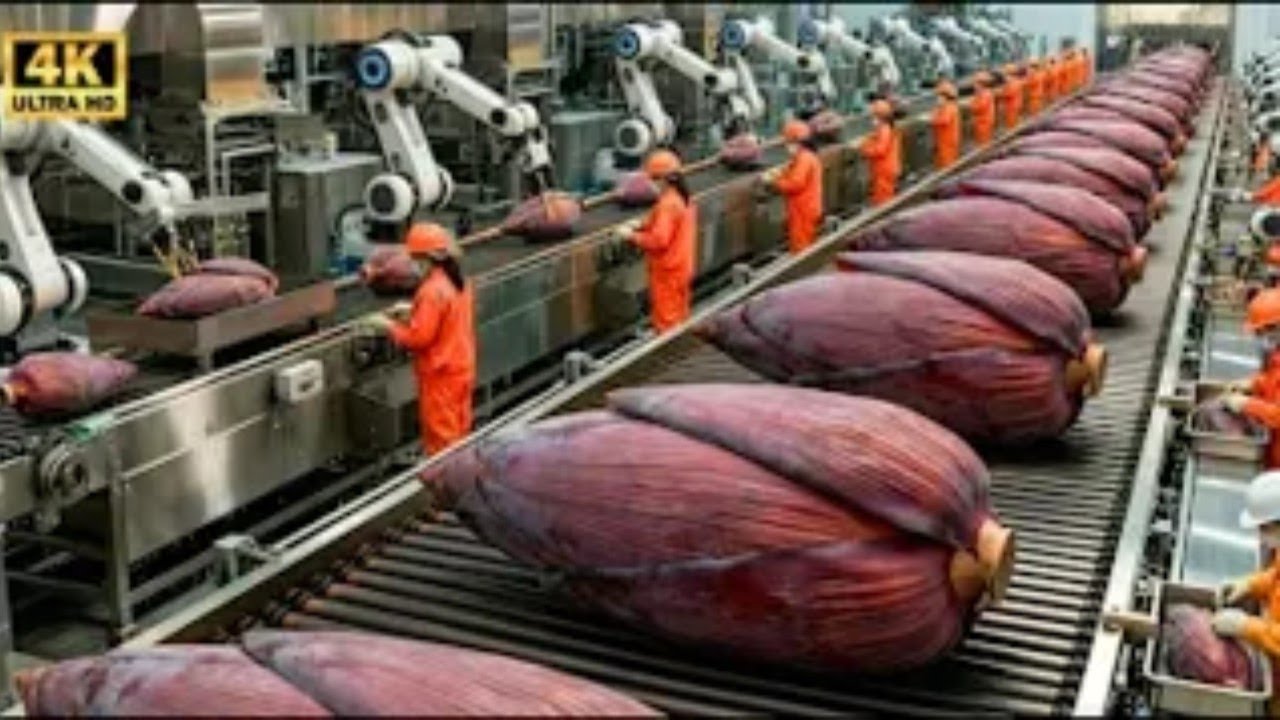 100,000 LB Per Day – The INSANE Speed of Modern Banana Blossom Factory