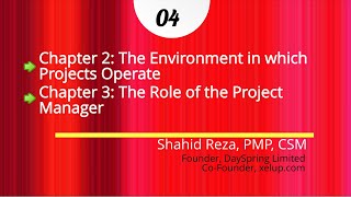 Chapter 2: The Environment in which Projects Operate and Chapter 3: The Role of the Project Manager